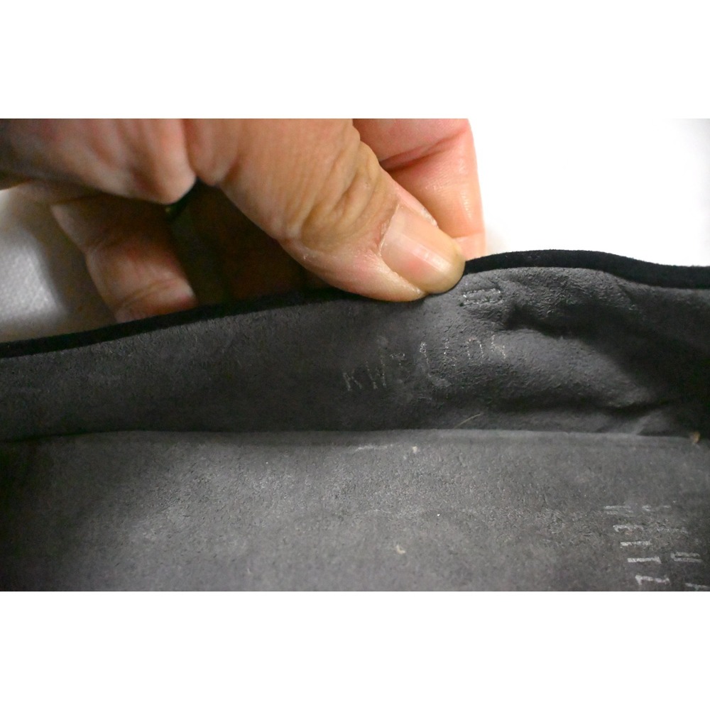 Stuart Weitzman Black Suede Fur Pom Pom Ballet Flats Elastic Scrunch Sz 8.5M Spa - Picture 5 of 9